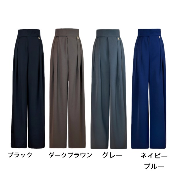 ハイウエスト ワイドレッグ ロング丈 ダンスパンツ ds1185