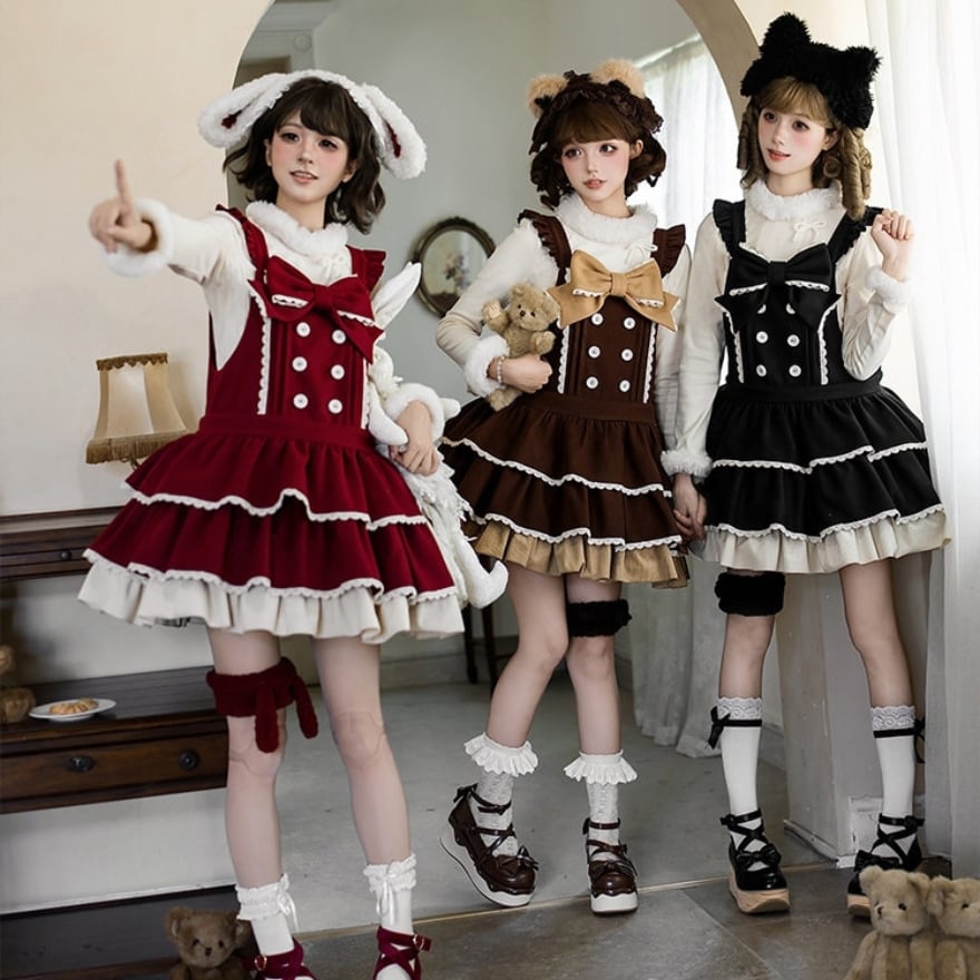 レッグカバー 選べる3カラー リボン付 大人ゴシックから地雷系まで映える魔法の足元