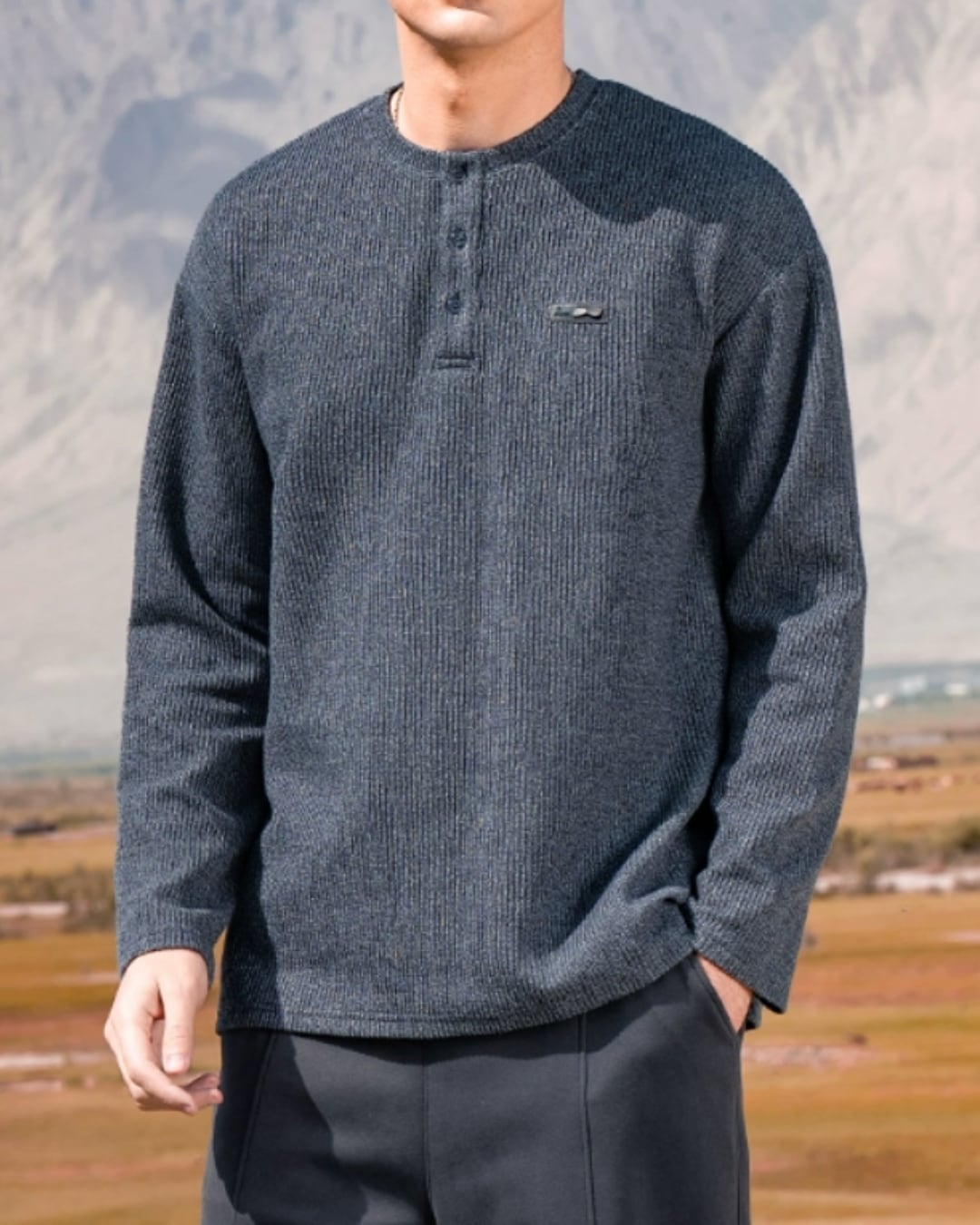 ボタンデザイン ロングスリーブカットソー 4色 E0245