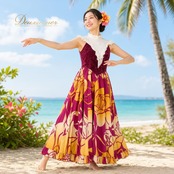 フラダンス 衣装 ALOHA STANDARDS アロハスタンダード ワンピース ドレス パープル系 ベロア レース フリル 花柄 紫 黄 白 かわいい ダンス衣装 日本製 ノースリーブ 袖なし ハワイアン アロハ おしゃれ イエロー系 ホワイト系