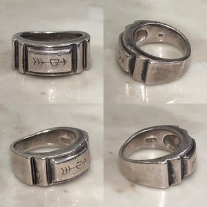 vintage heavy gauge silver ring "arrow&heart"