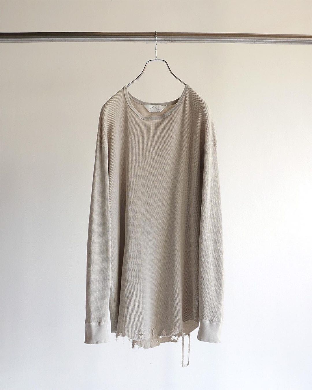 ANCELLM 24SS DAMAGE WAFFLE CREW LS Tee 3