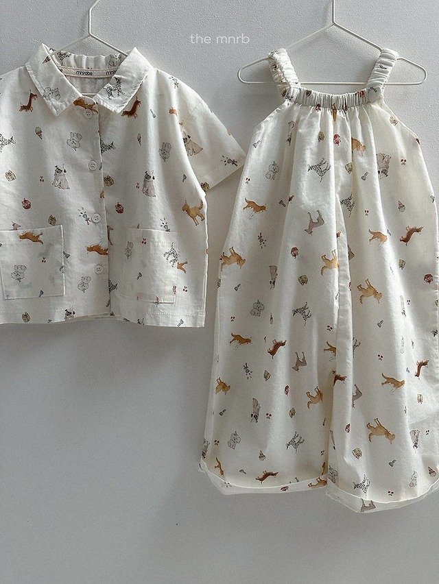 minirobe26su_Puppy Pattern Overalls