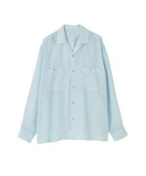SEVEN BY SEVEN / 800-6150090 SHEER OPEN COLLAR SHIRTS L/S ‐GINGHAM CHECK INDIAN FABRIC‐(BLUE)