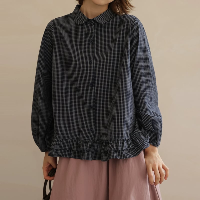 チェック柄ラペルシャツ M1974