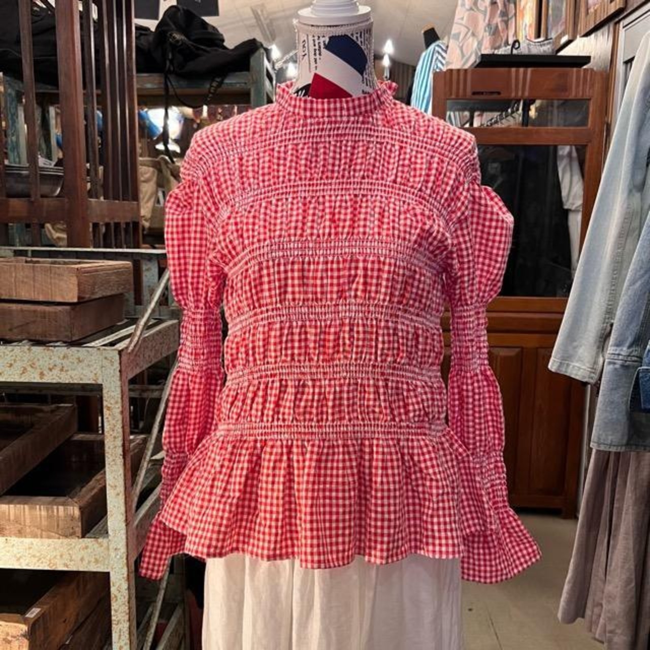 Topanga Lady's　チュニックデザイントップス　ギンガムチェック　ファッション　レディース　トップス　チェック　フリル