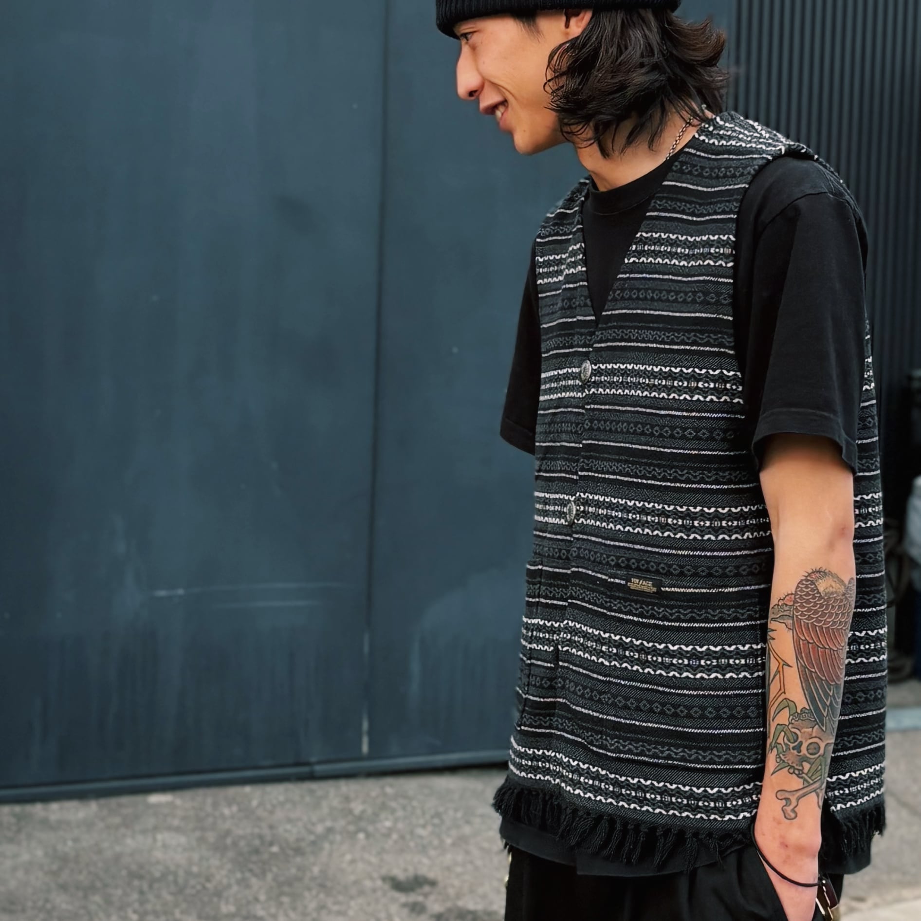 Vin & Age ネイティブフリンジベスト コットンラグベスト メキシカン
