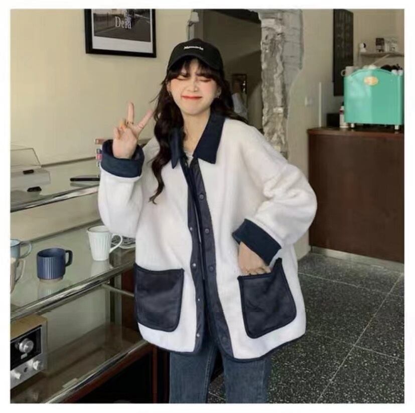 配色ボアジャケット　AJ33167-5106