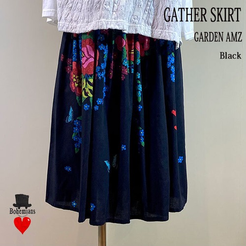 GARDEN GATHER SKIRT BLACK ガーデン ギャザースカート ブラック BOHEMIANS ボヘミアンズ