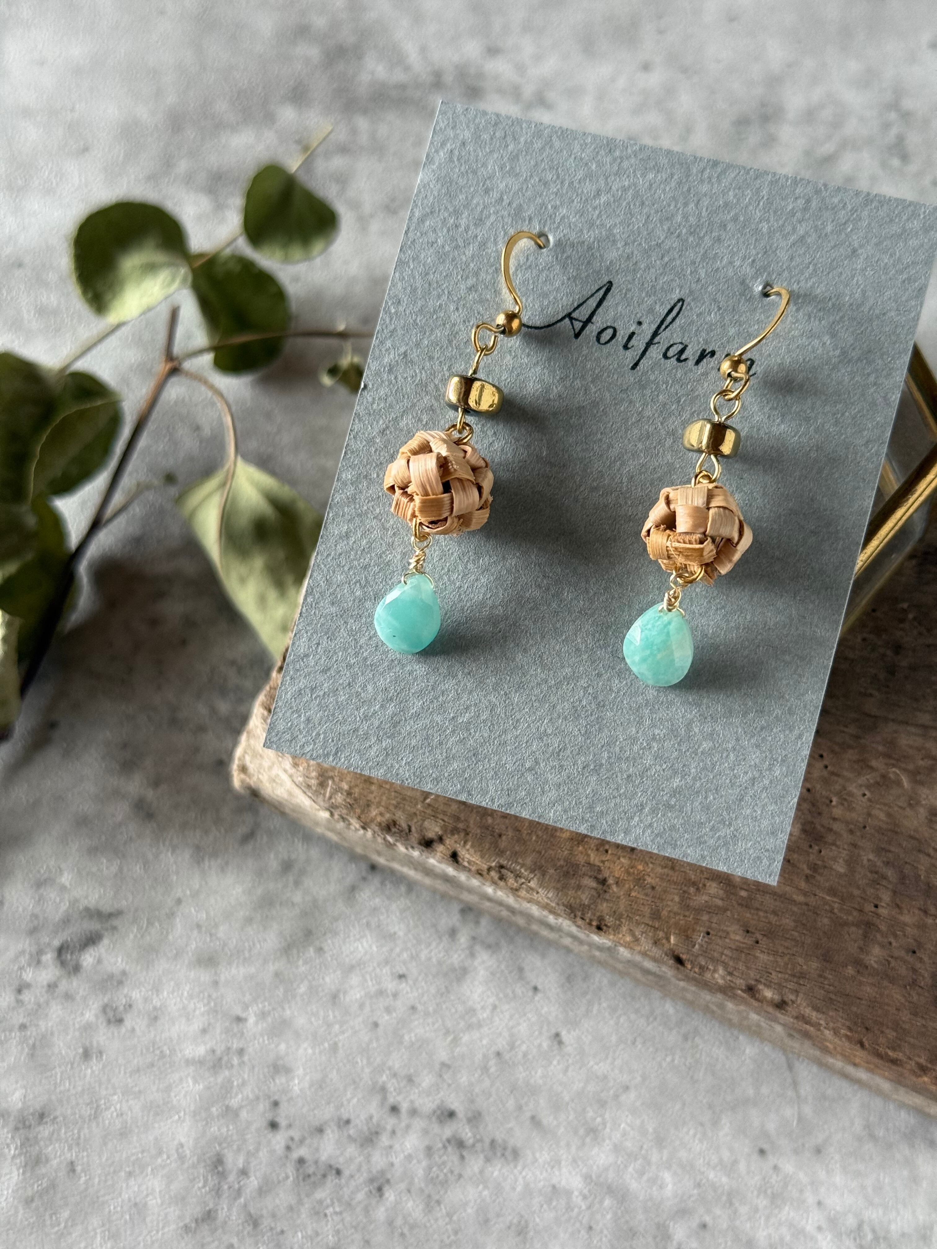 asumi 月桃×アマゾナイト ピアス | AOIFARM