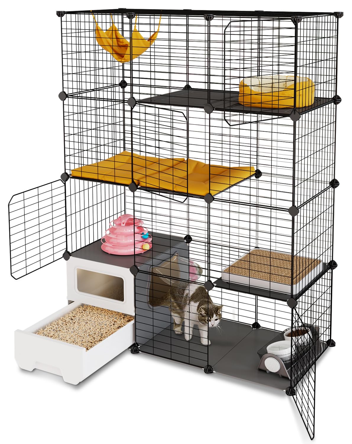 新着商品】Topzoo 猫 ケージ トイレ付き トイレ一体型 防臭 飛散軽減 2