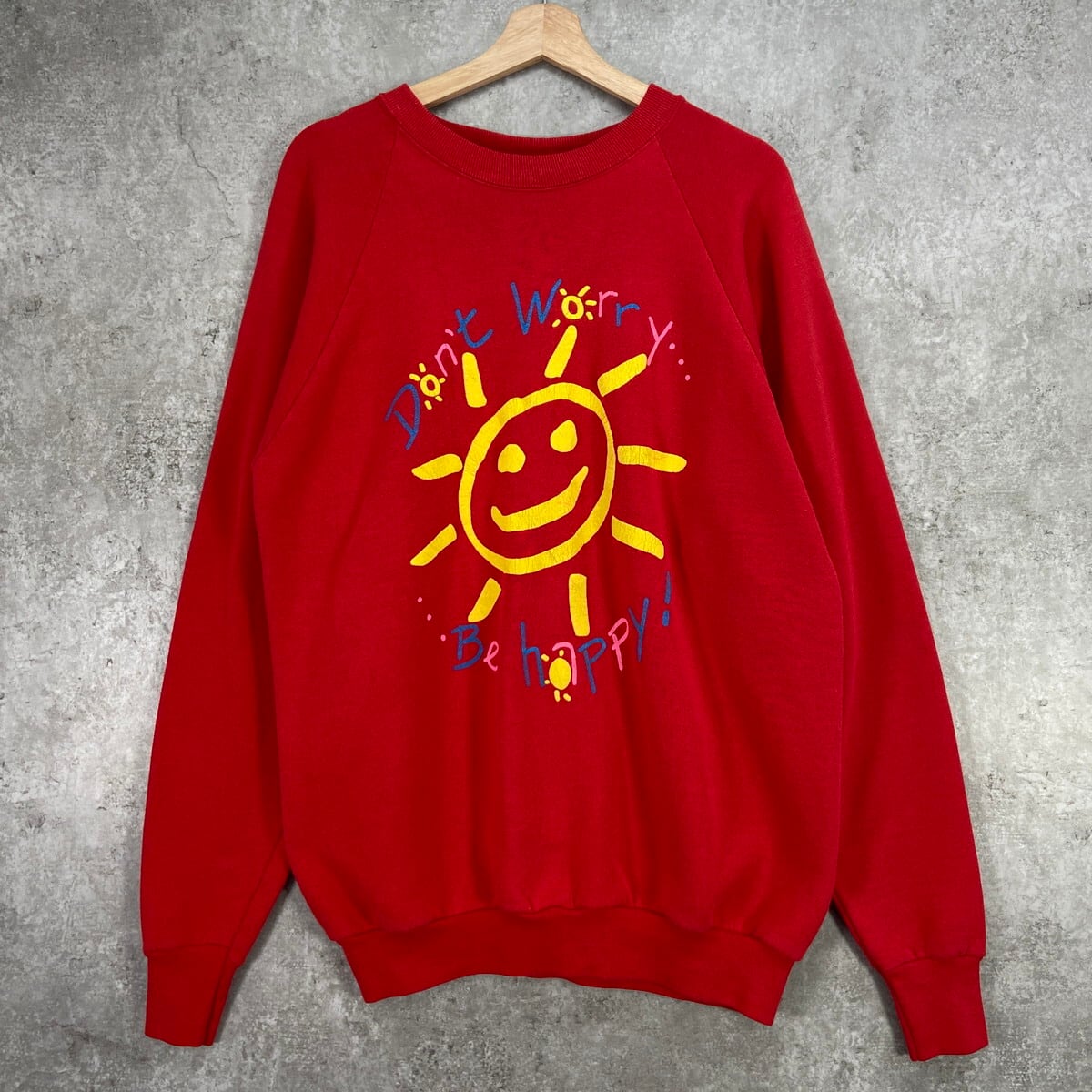 80~90年代 USA製 Don't Worry Be Happy メッセージ発砲プリント