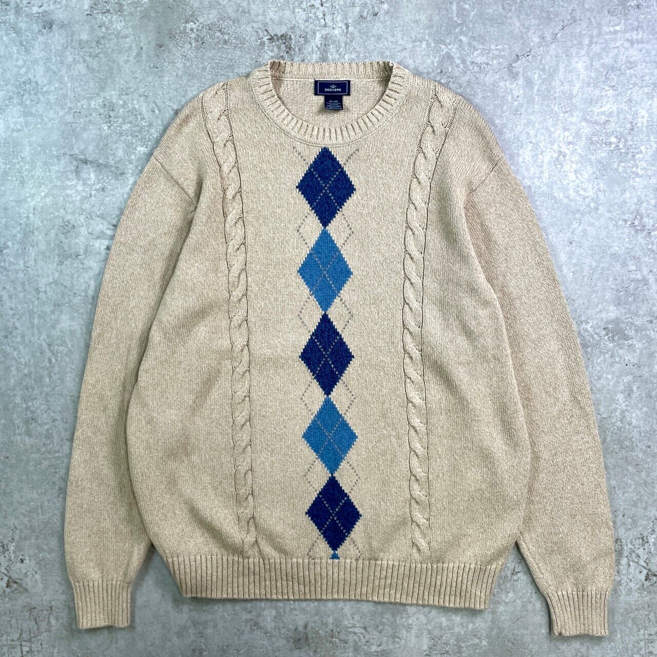00S 柄ニット セーター メンズ M アーガイル 古着 個性派 奇抜 A3 