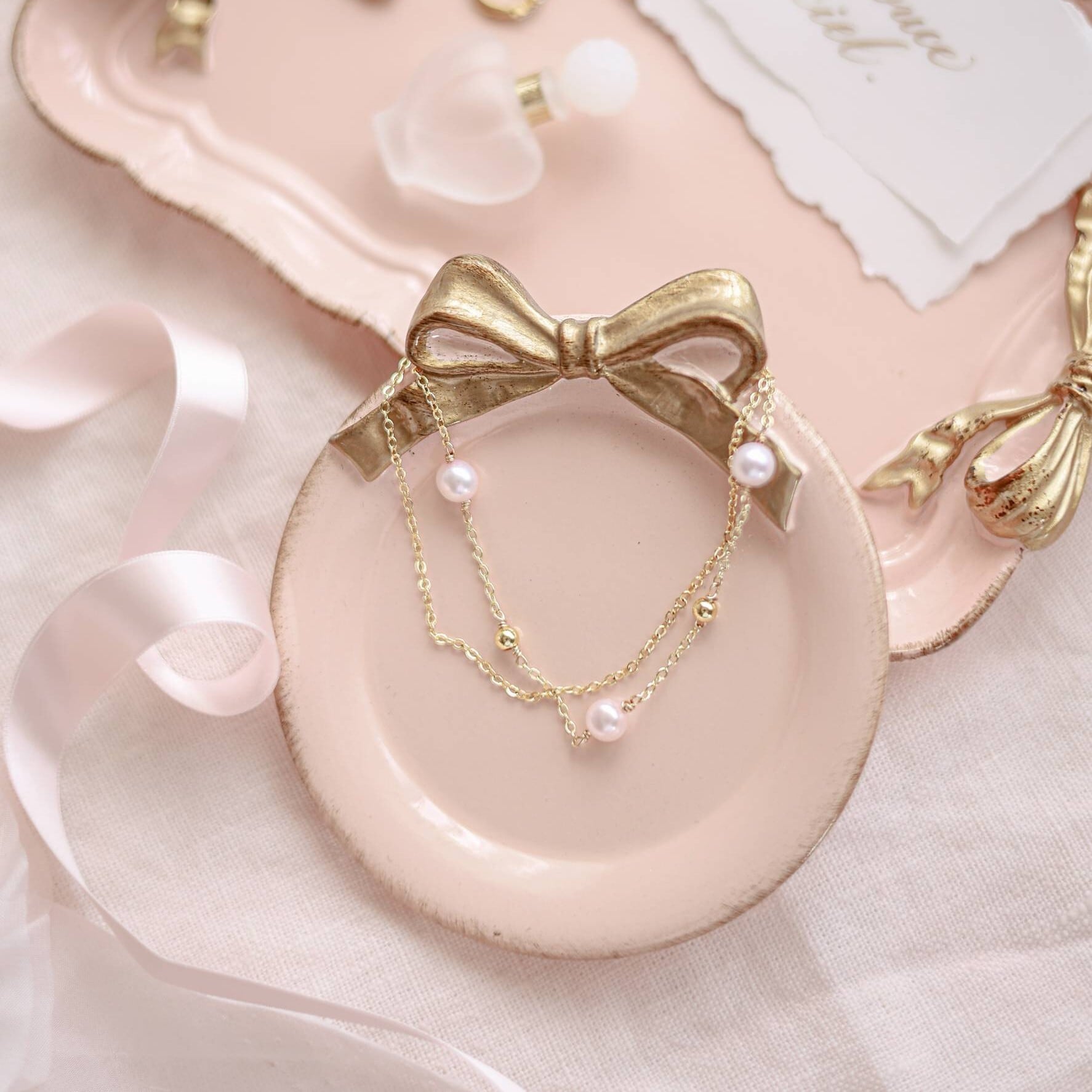 Antique ribbon tray / アンティーク リボン ミニトレイ | BONNE CHANCE