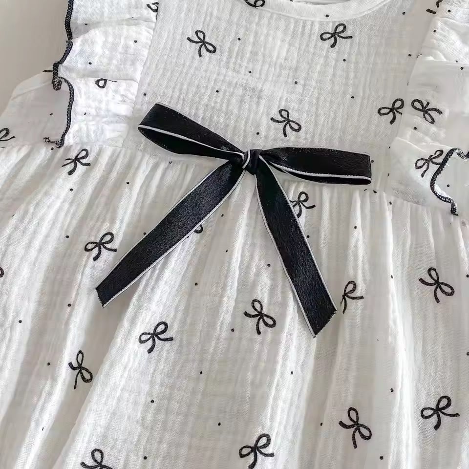 ヘアバンド付きリボンガーゼロンパース