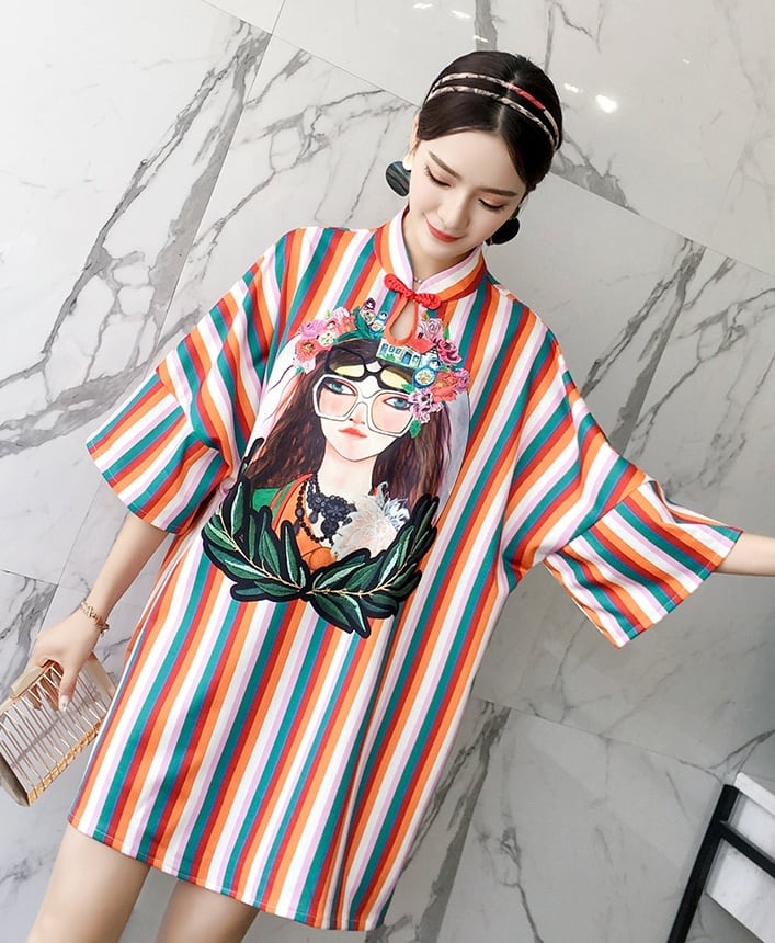 チャイナカラー ミニワンピース チャイナドレス キャンディカラー