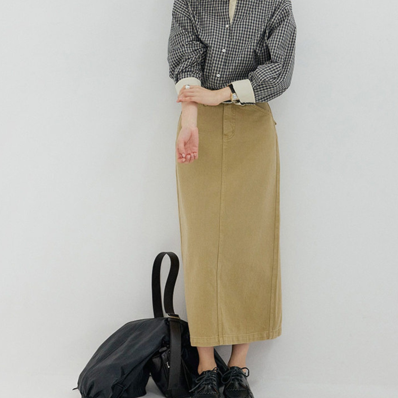 Front Seam Midi Tight Skirt【4color】 T4378