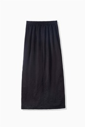 FOURAM - HEAVY SATIN SKIRT ：Black｜アセテートサテン／セミマット／ドレープ