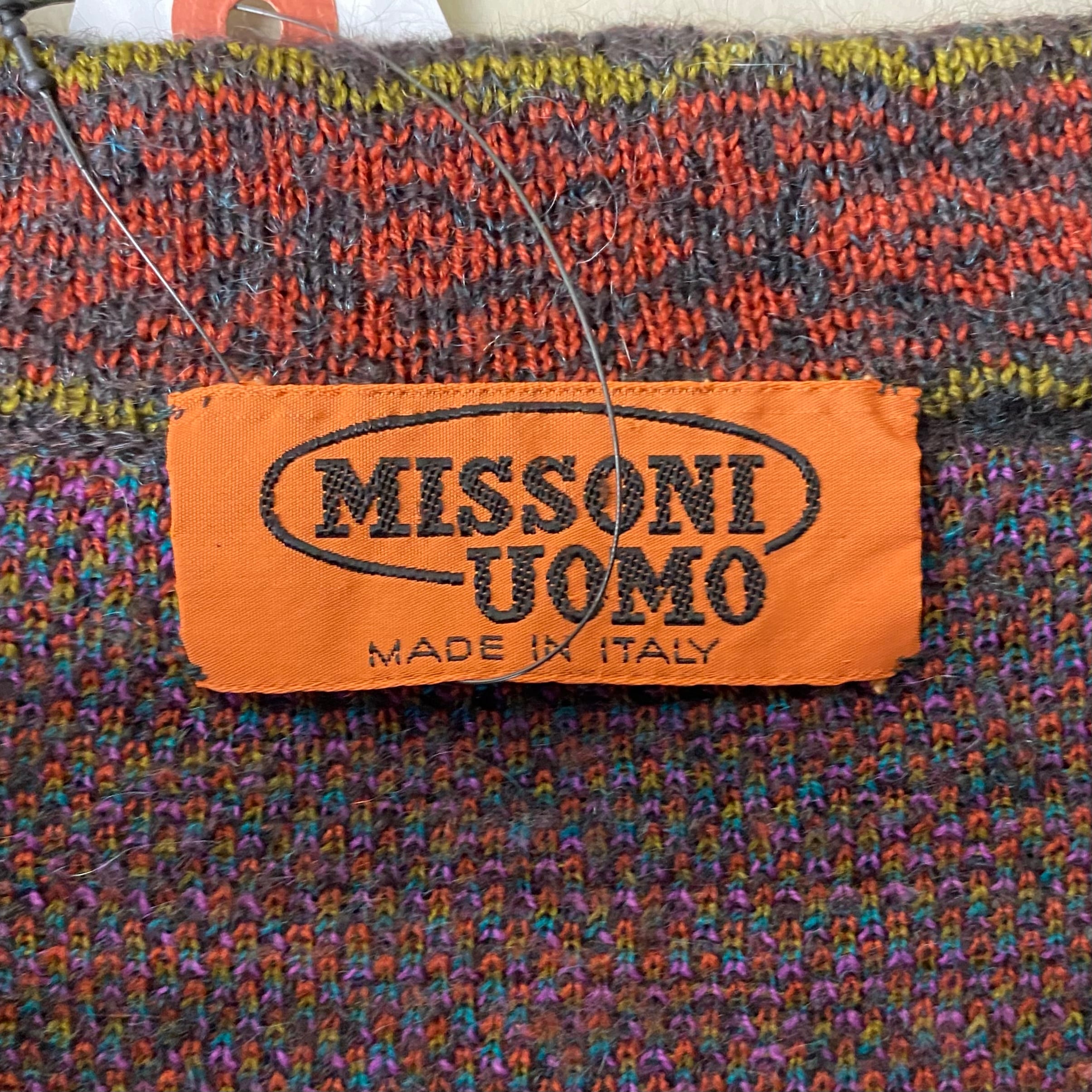 MISSONI UOMO ウール　 Made in Italy vintage MISSONI UOMO native pattern V-neck wool sweater | NOIR ONLINE