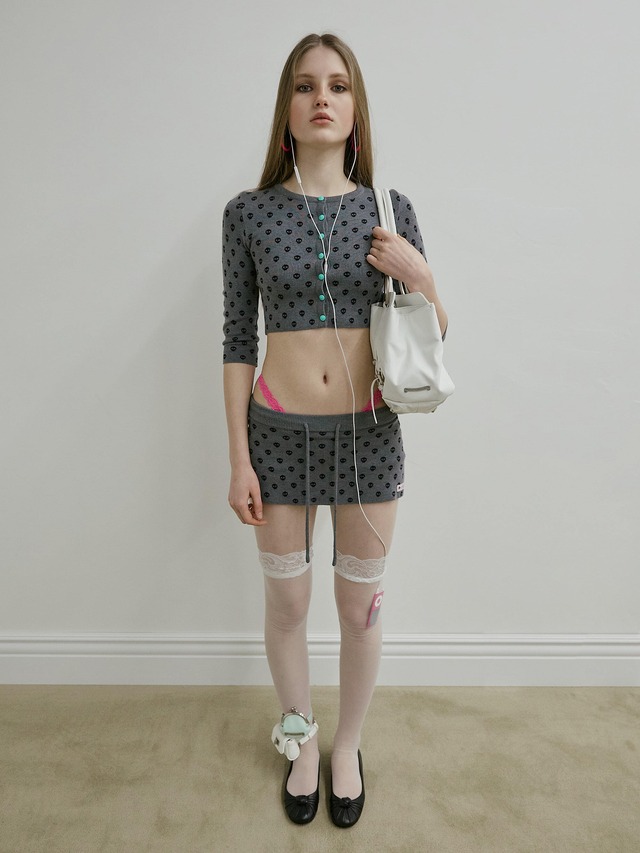 [SCULPTOR] New Emo Crop Cardigan Melange Gray 正規品 韓国ブランド 韓国通販 韓国代行 韓国ファッション スカルプター 日本 店舗