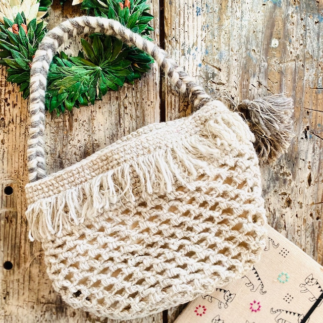 ピープルツリー　手編みクロシェバケツ型バッグ