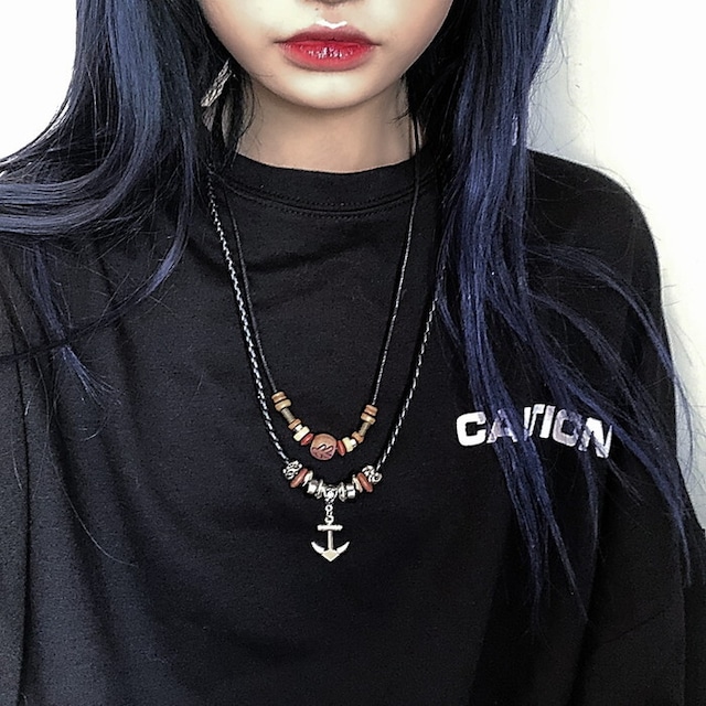 サブカル 服 地雷系 通販 ゴスロリ イカリ型 クロス レザーチェーン  ヒップホップ ゴシック ユニセックス