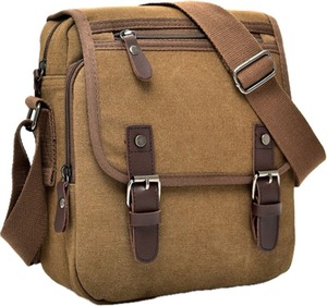 キャンバス ショルダーバッグ メンズ レディース 通勤 通学 旅行　コーヒー