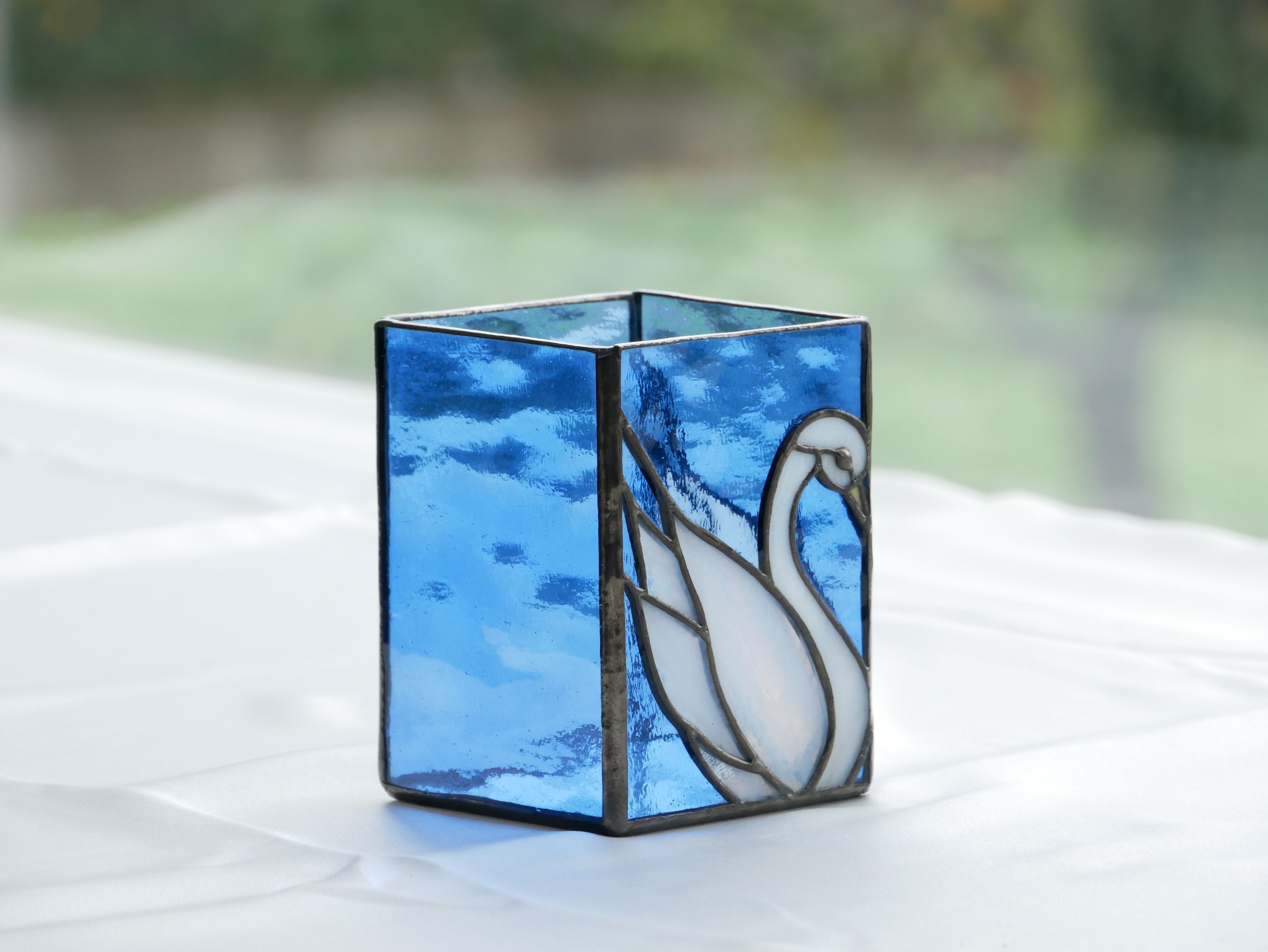 ステンドグラス 】 ボックス 白鳥 AM | ステンドグラス工房かわもと