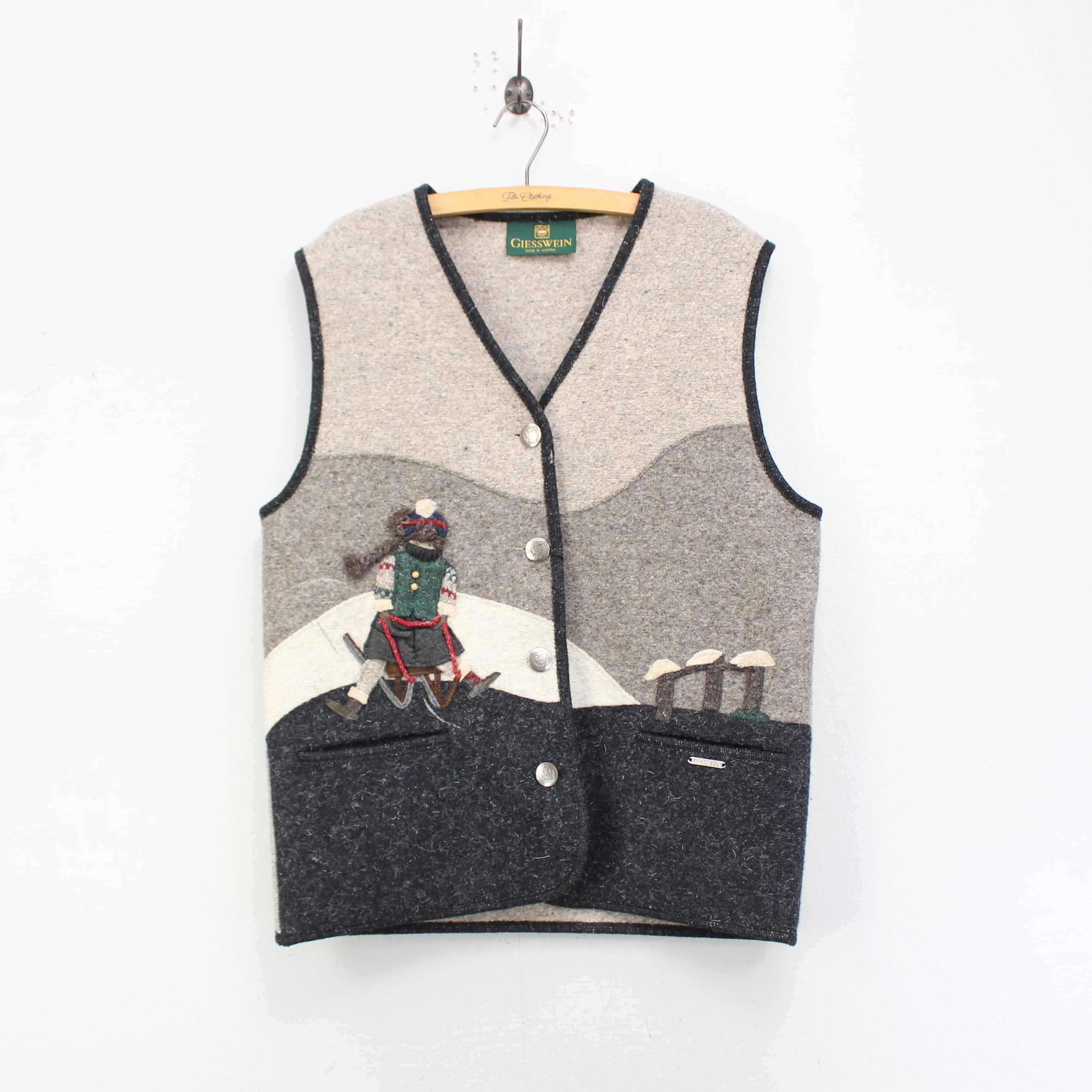 EU VINTAGE GIESSWEIN EMBROIDERY DESIGN WOOL TYROLEAN VEST ...