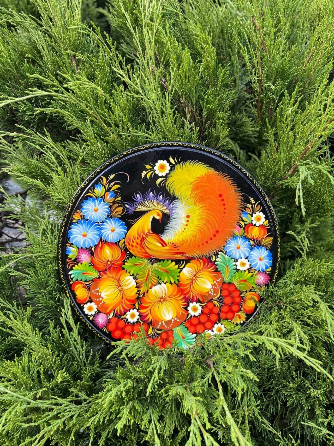 ペトリキウカ塗りのプレート（ホロベッツ）25cm - 2