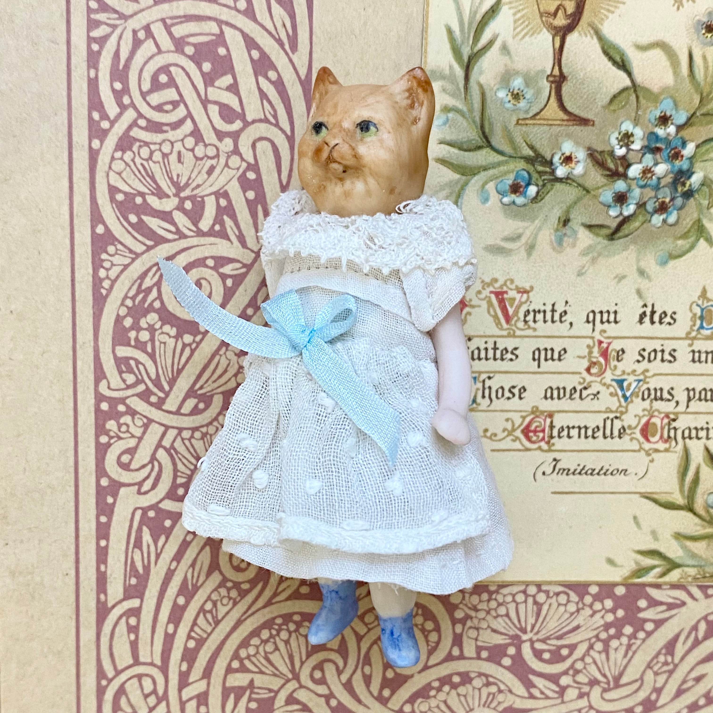 完成ドール】ミニチュアビスクドール/キュルビス(猫) / 6.5cm | Shall