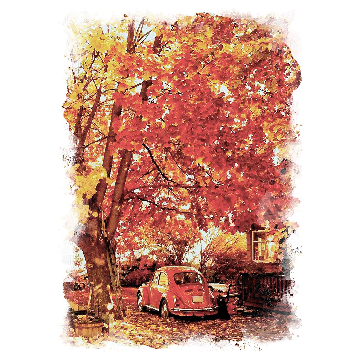絵画 秋 紅葉の風景 インテリアアート額付き 水彩画・油絵調 WAT0571 