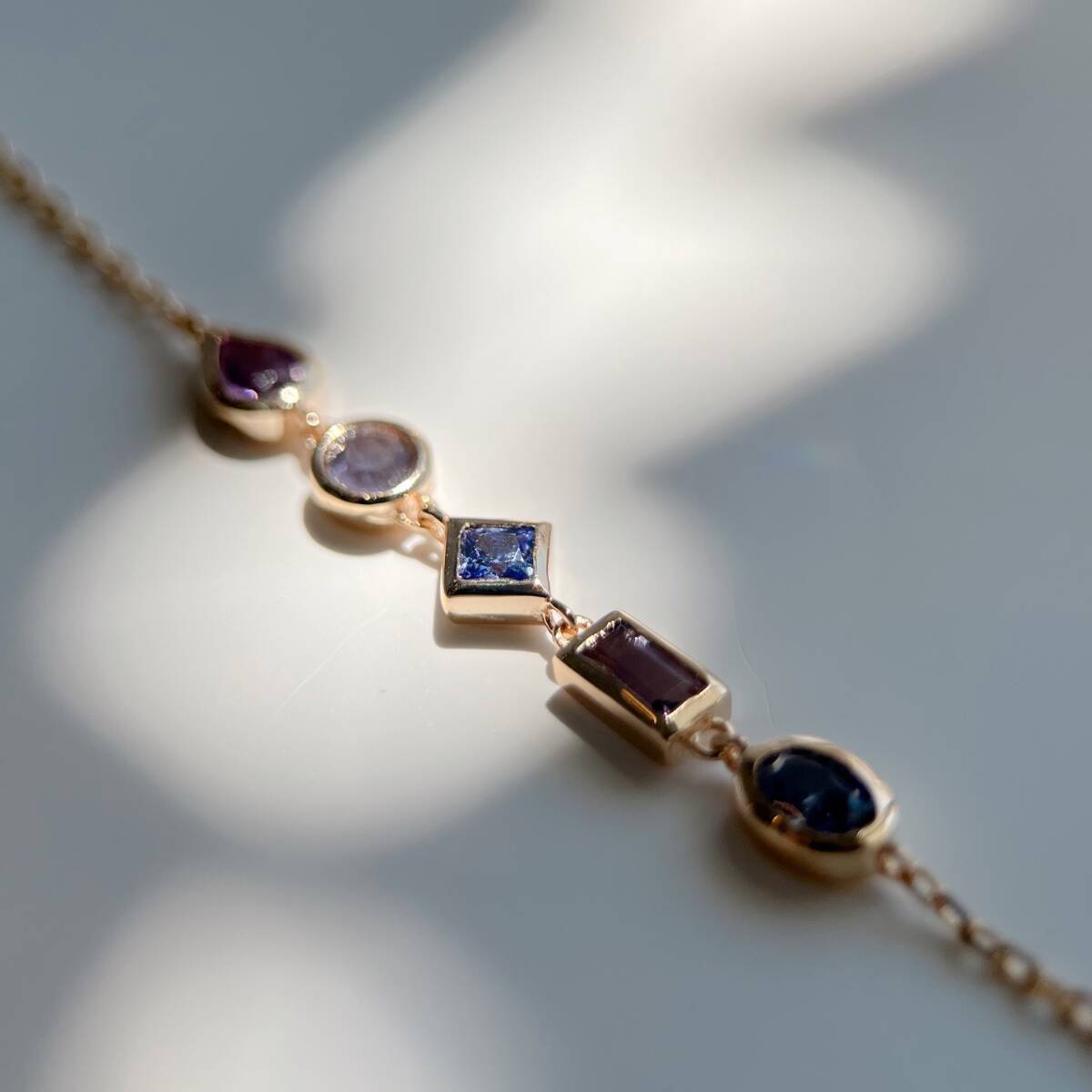 天然アイオライトと天然アメジストのブレスレット silver925