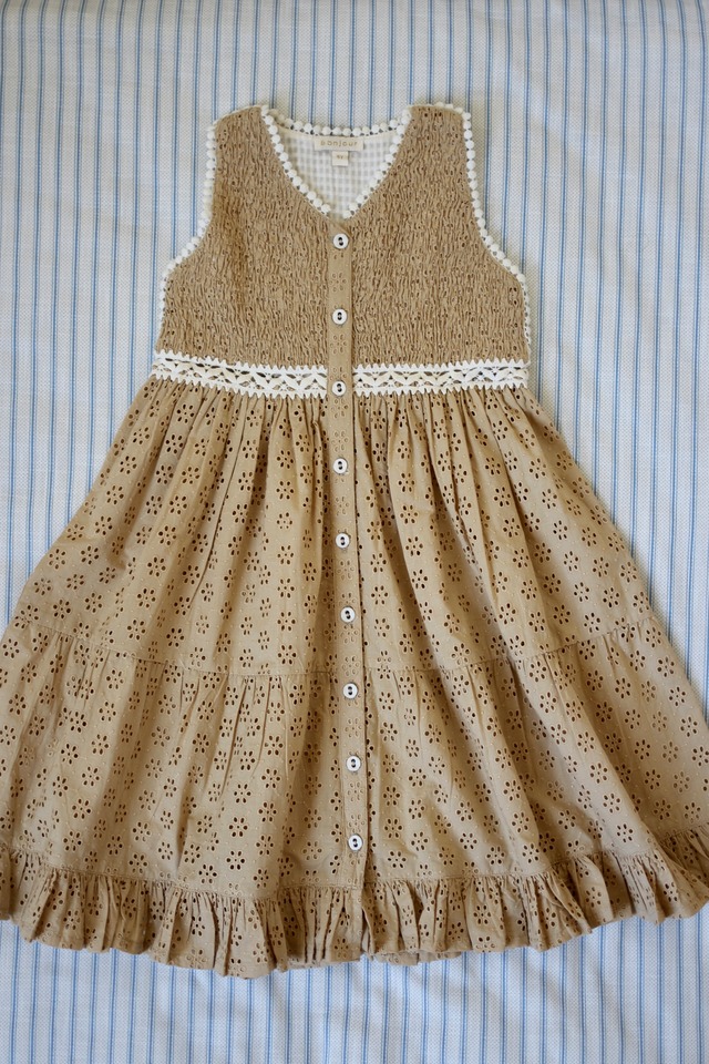 《ラスト6y》Bonjour Diary / Ibiza Dress - Honey English Embroidery