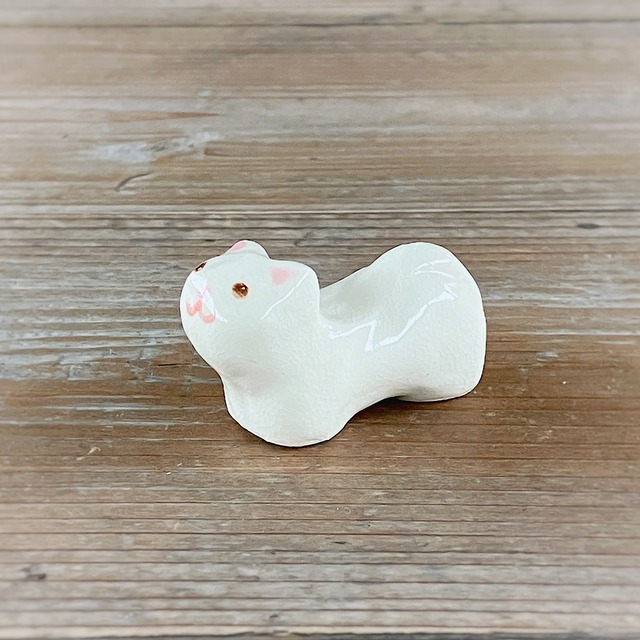 ねこ箸置き（立体）　シロ