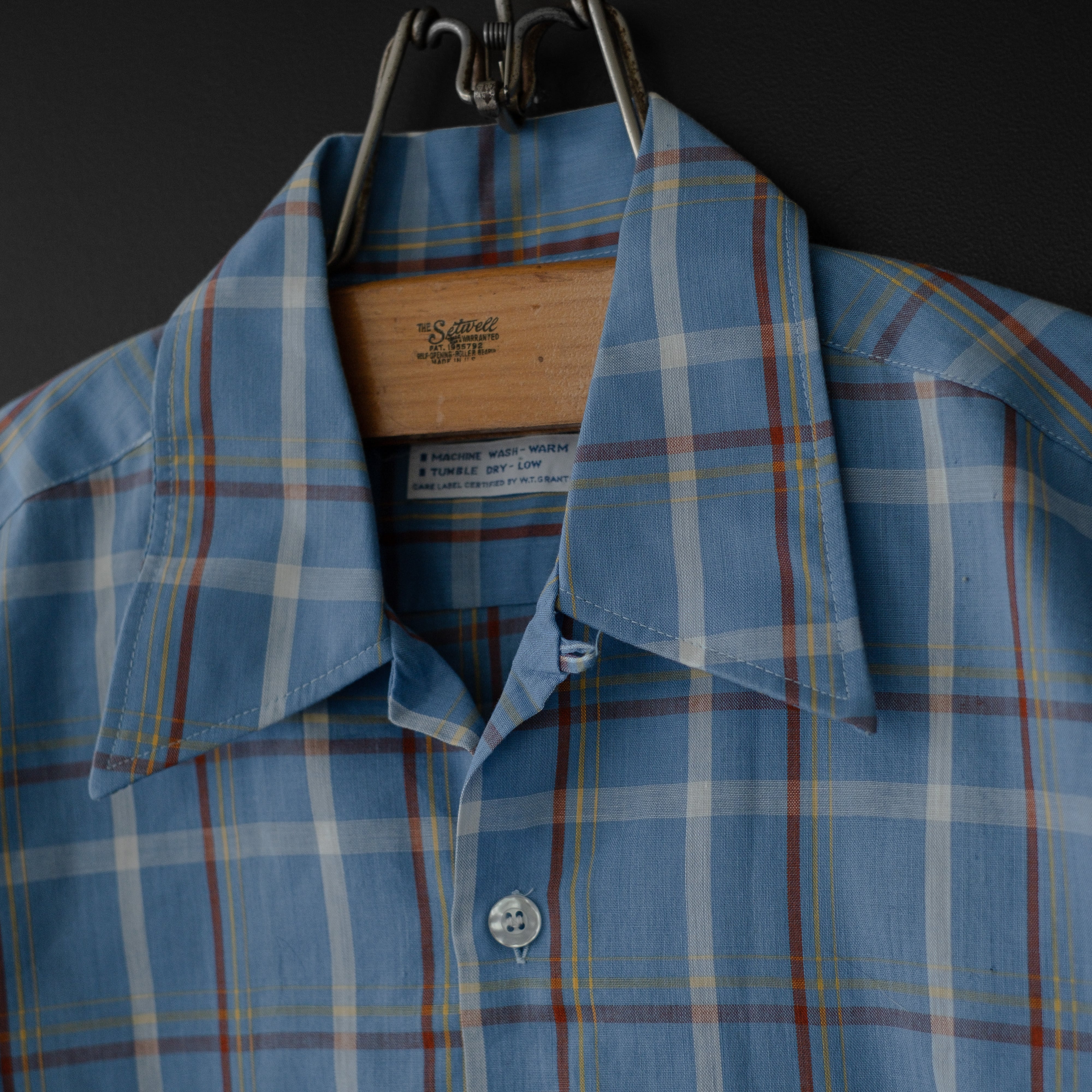 used- 【PERMANENT PRESS】 60s s/s open collar check shirt | dros dro