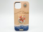 Sun&wave ring/wood×resin denim blue wave case(maple)