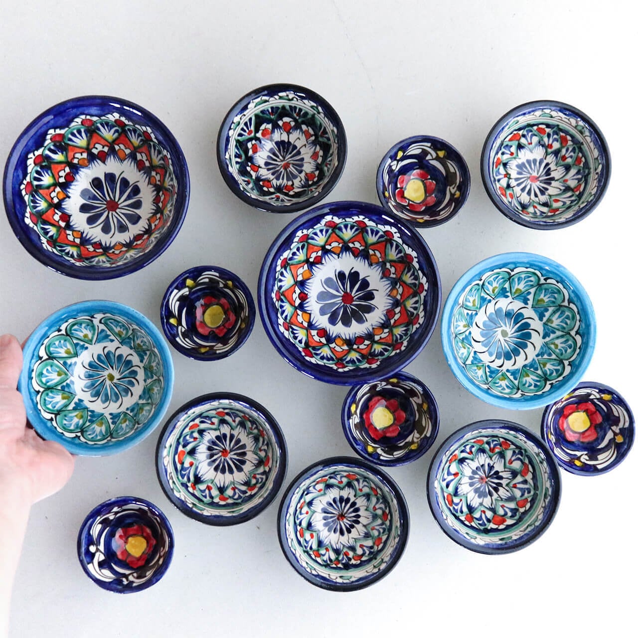 ウズベキスタン リシタン陶器 ボウル 水色 M ＊ おしゃれ ナチュラル