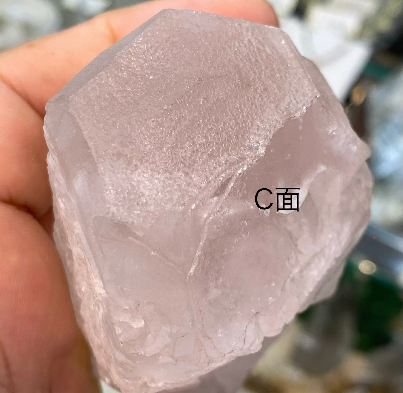 激レア！トライゴーニック付きアイスクリスタル ヒマラヤ水晶 C面 F579