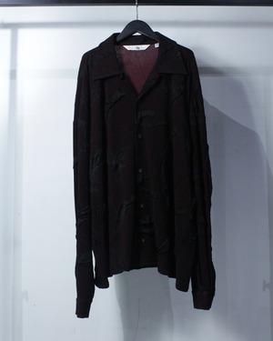 【Caka BLACK】3D Abstract Pattern Vintage L/S Open Collar Shirt