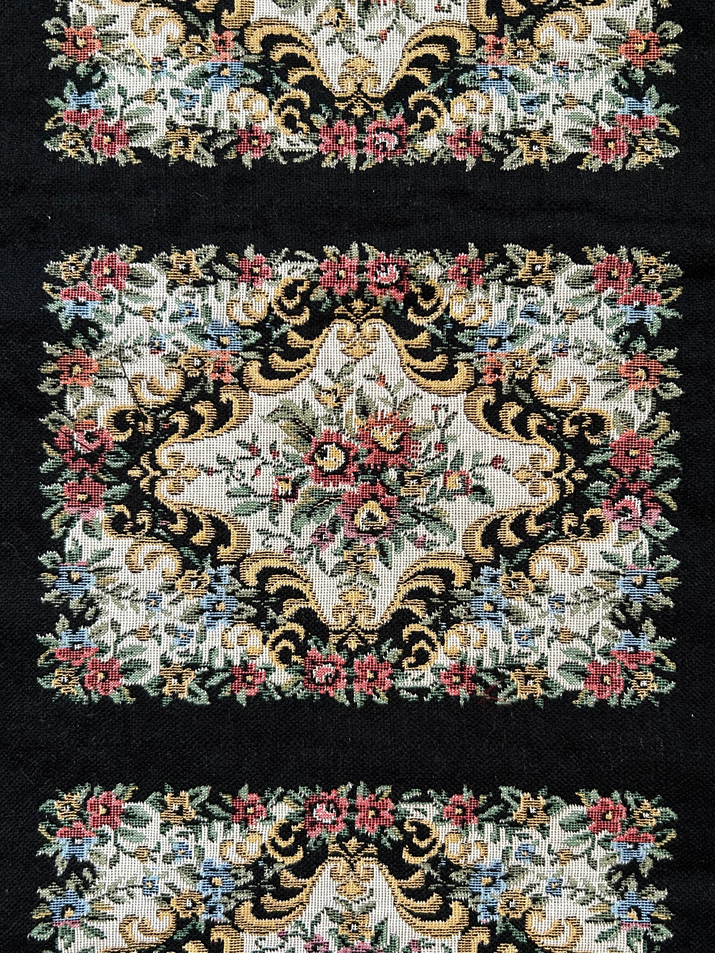 ゴブラン織生地 パネル生地 プチポワン 花柄 デッドストック 廃盤 バッグ ポーチ