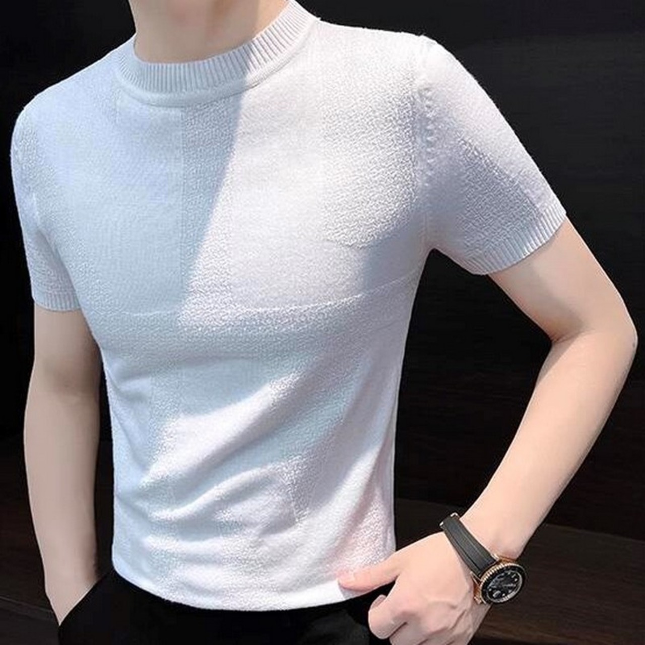 knit short sleeve T-shirt tops 00279