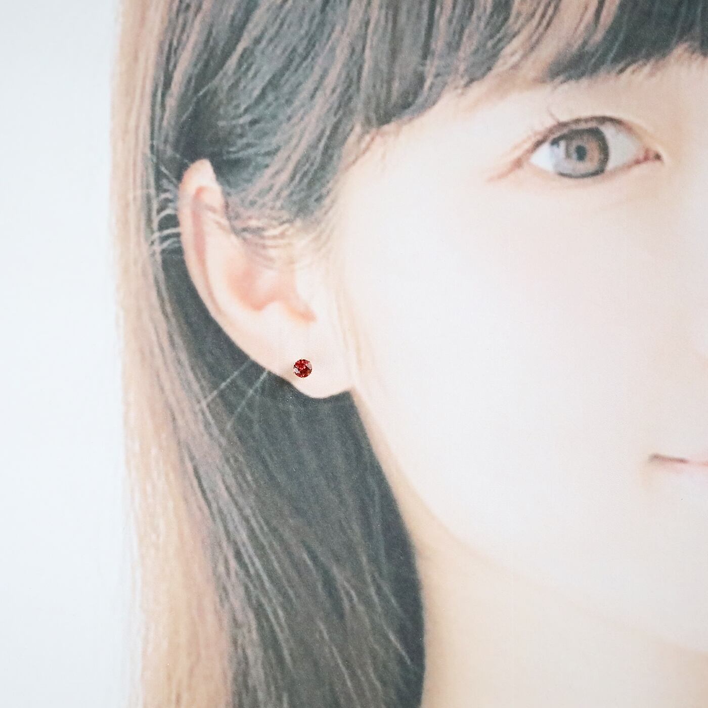 愛の石☆ピンクガーネットのひと粒ピアス 4mm｜選べるピアス金具