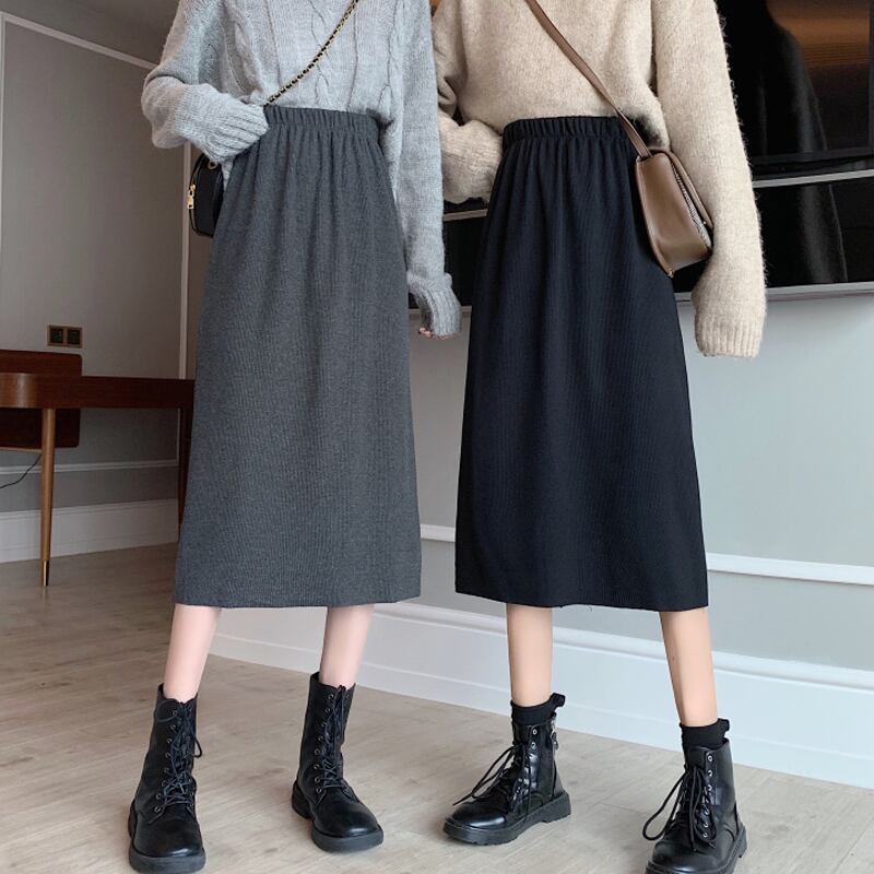 ブラックスカート スプリングハイウェストウェスト 春物 試着室75384284755