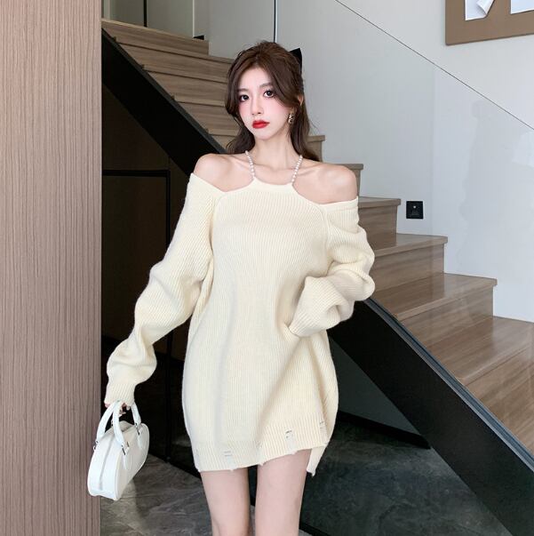 【dress】オフショルダーニットワンピース M18621