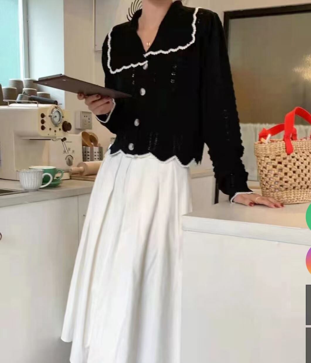 バイカラーパイピング カーデ AJ1079-E04