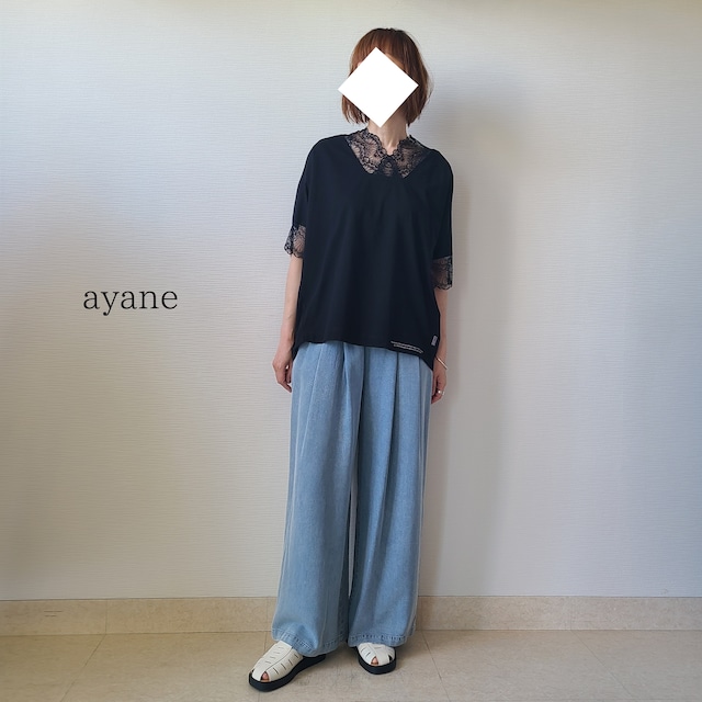 【ayane】デコルテレースドルマンTシャツ(824508)