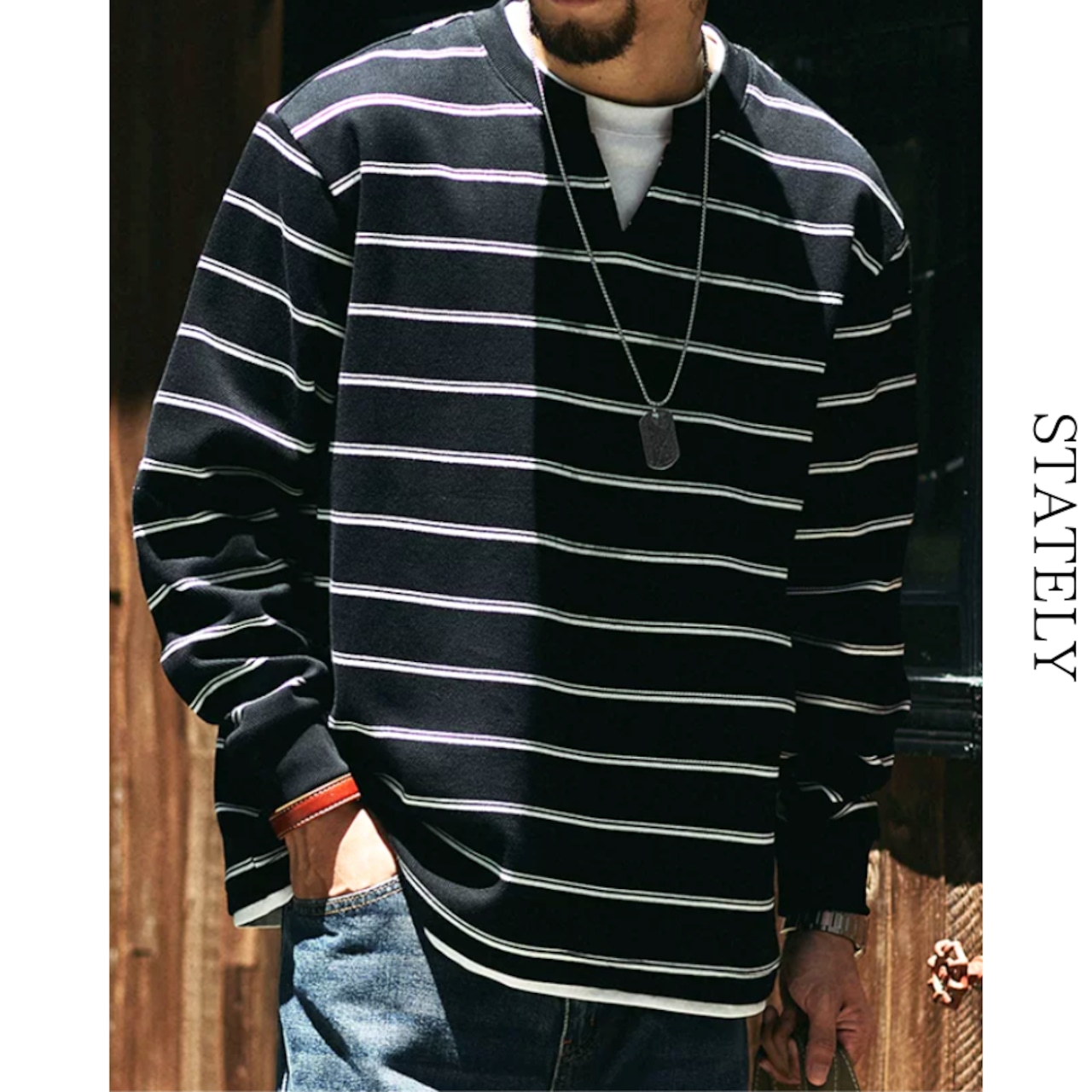 Layered Border レイヤード Tee/2color_T298・画像4