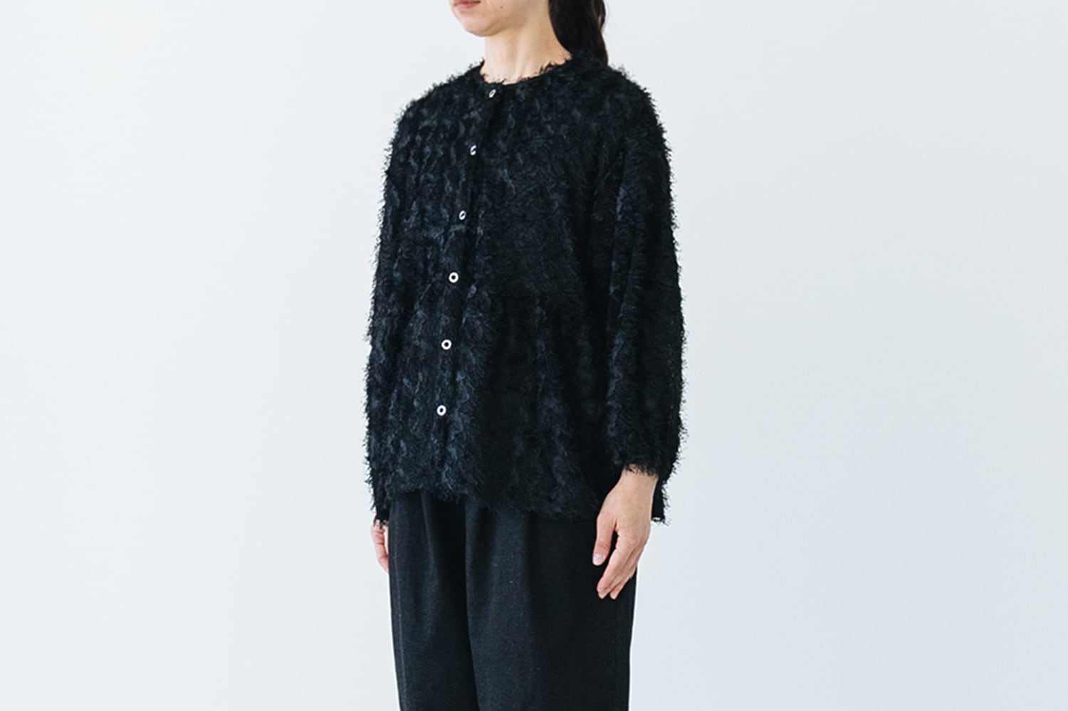 3D JACQUARD PEPLUM CARDIGAN : 3Dジャガード ペプラムカーディガン