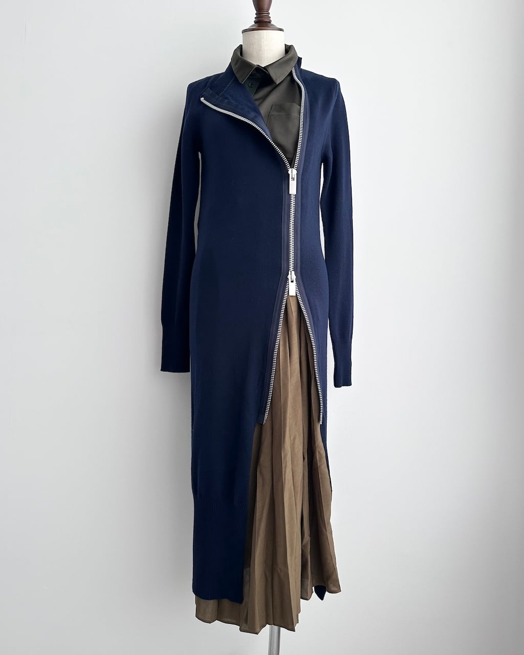 美品★sacai Suiting Mix レイヤード ドッキングスプリングコート sacai SUITING MIX LAYERED KNIT DRESS | dear closet